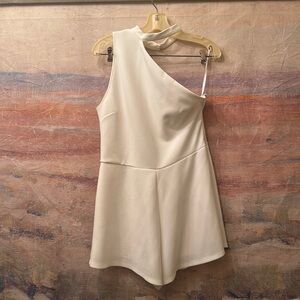One Shoulder White Romper
